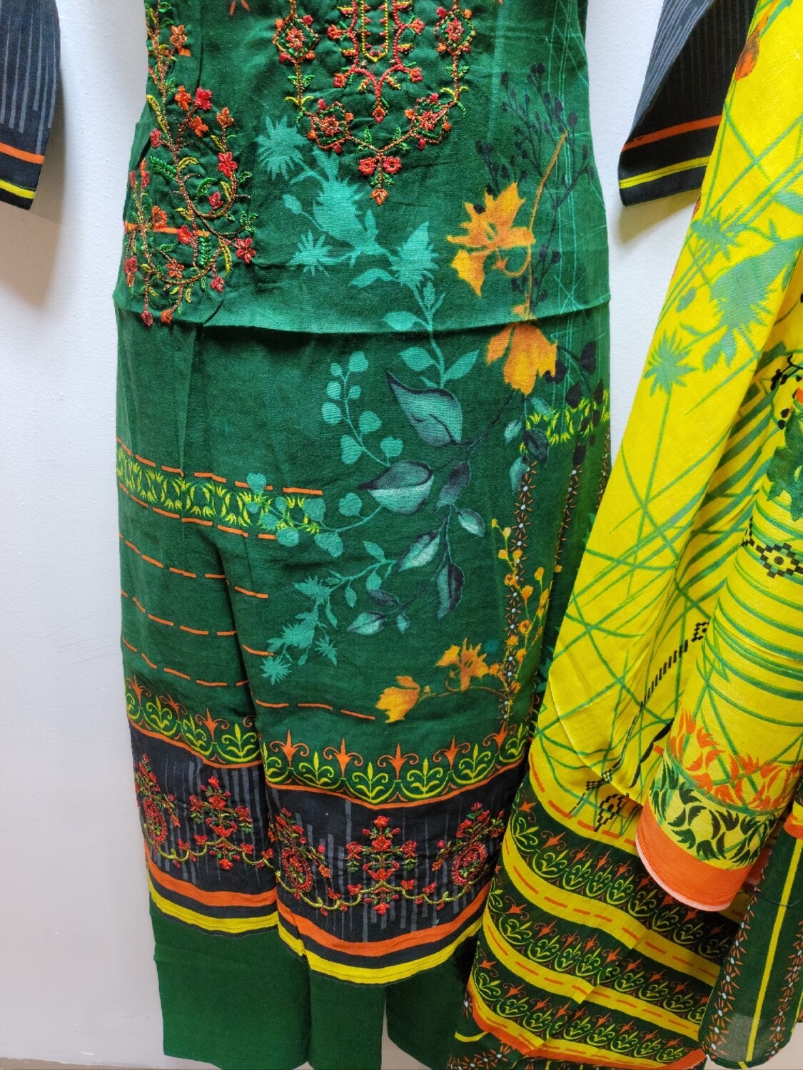 Green- Embroidered Pakistani Cotton Suit