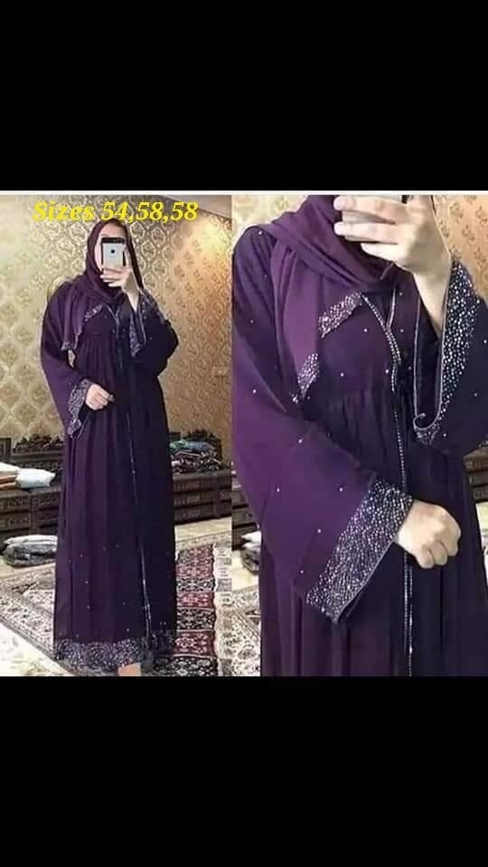 Purple Rhinestone Modest  Dubai Abaya