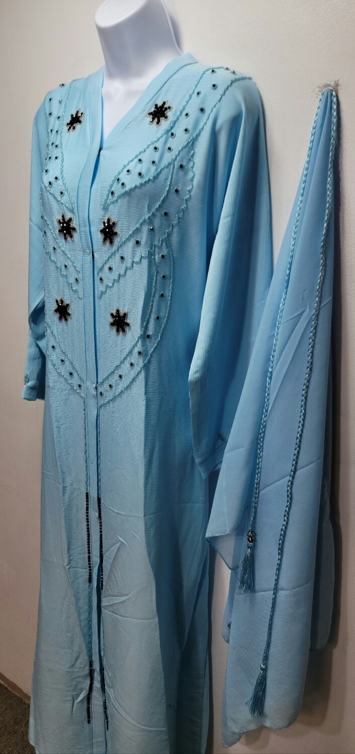 Sky Blue Modest Dubai Abaya
