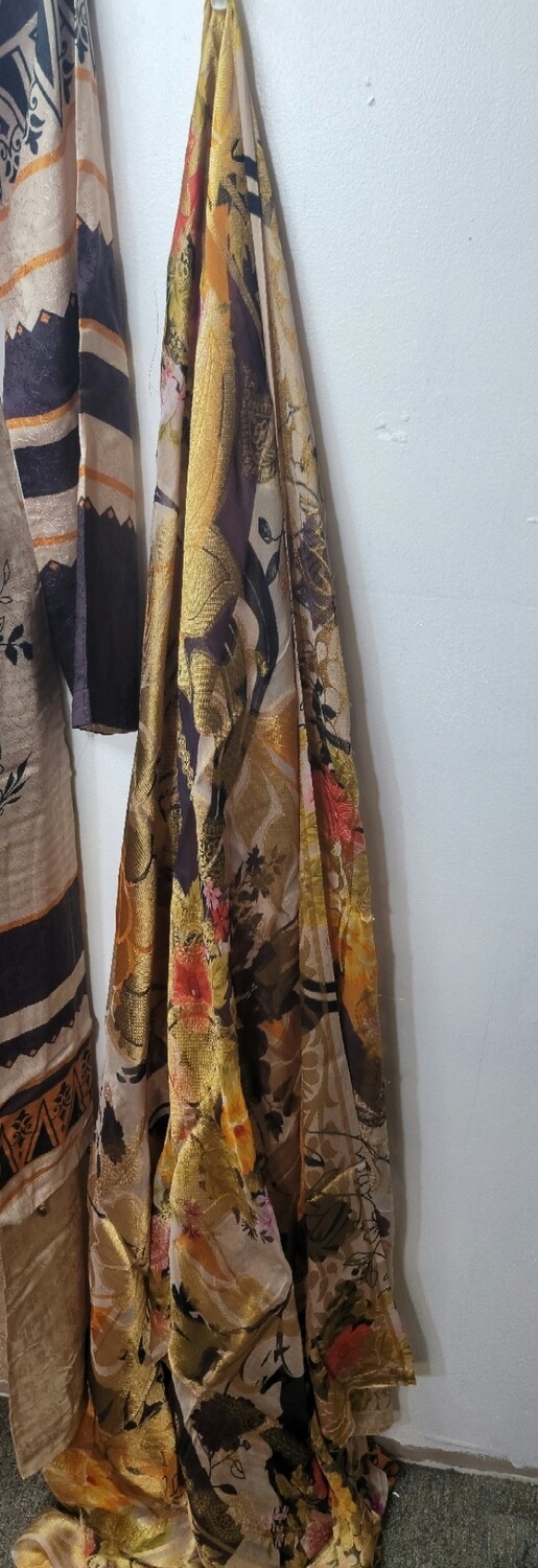 Beige Embroidered Kamiz with Chiffon Banarsi Printed Dupatta