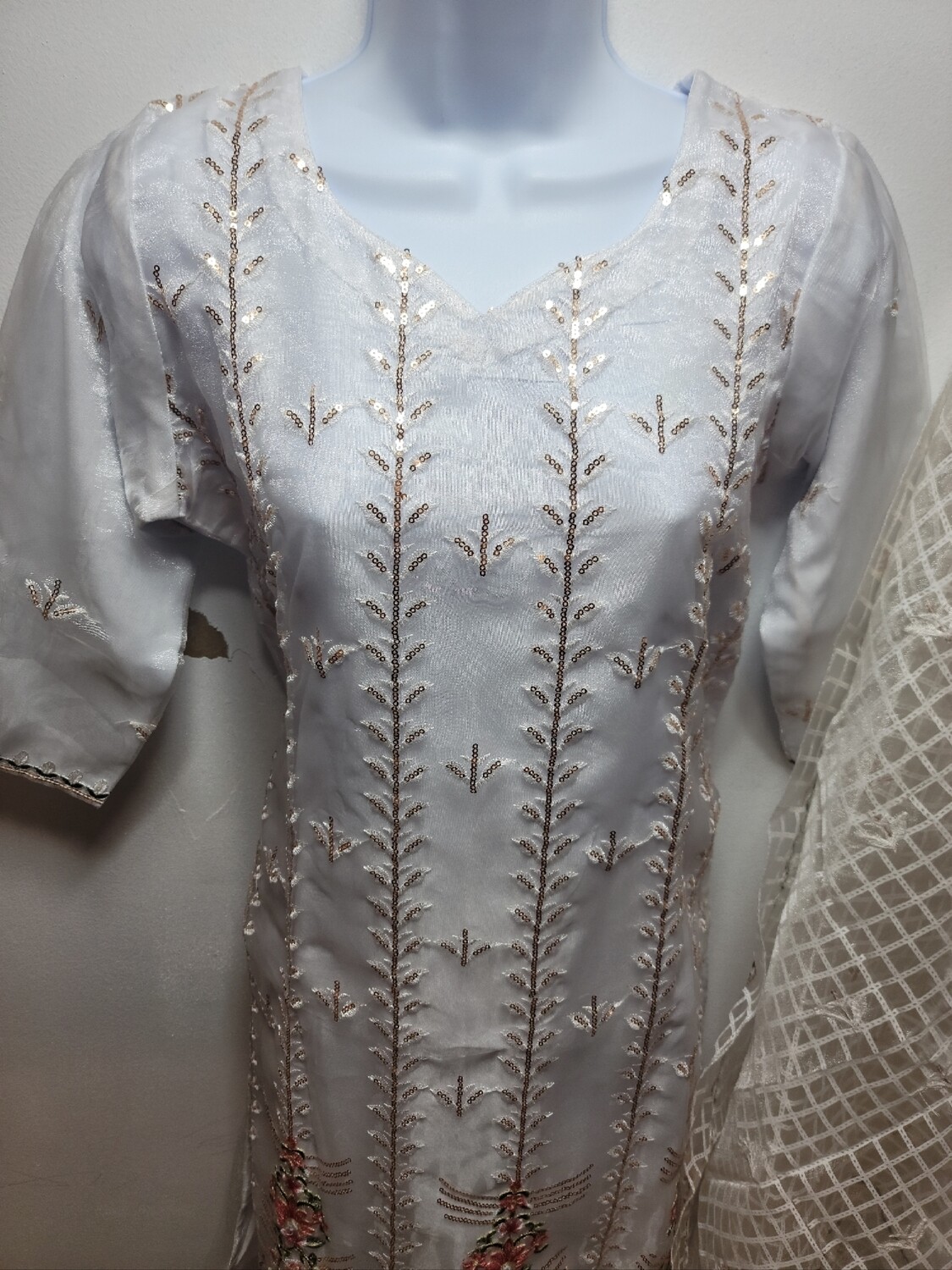 Embroidered Organza Semi Party Wear