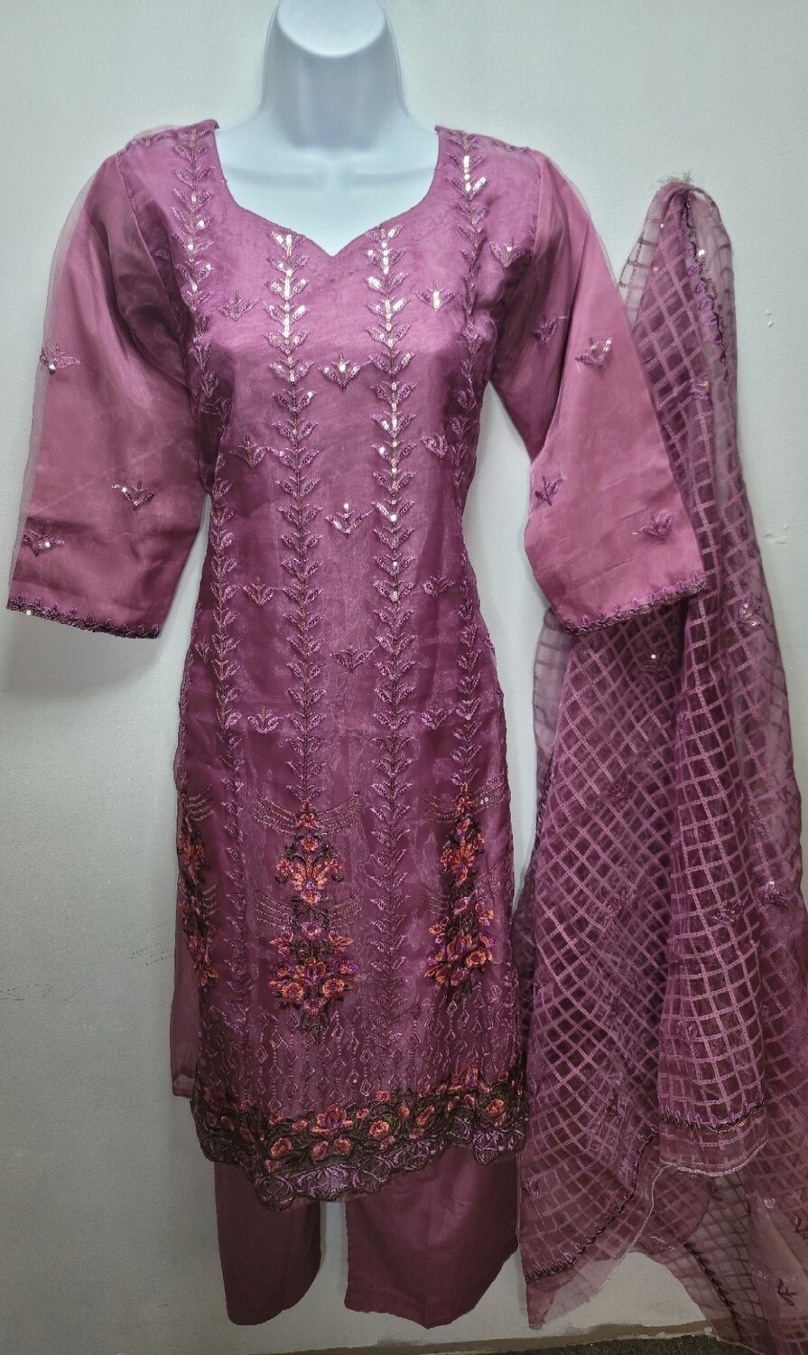 Embroidered Organza Semi Party Wear