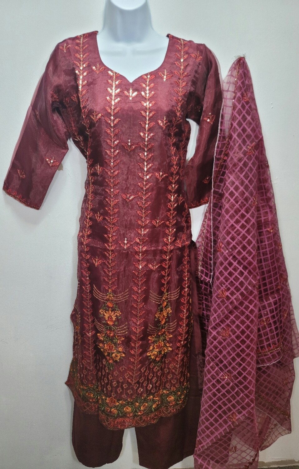 Embroidered Organza Semi Party Wear