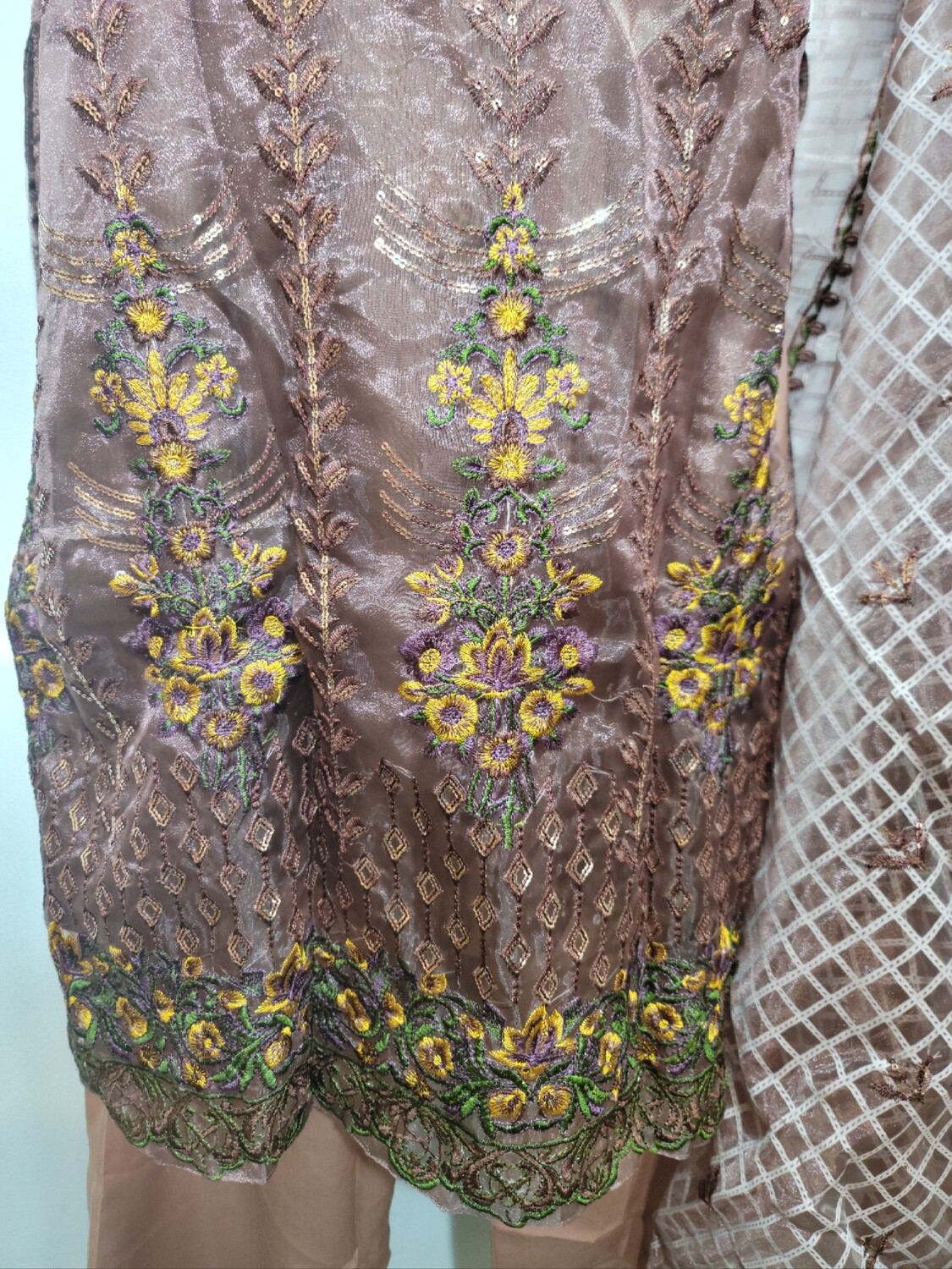 Embroidered Organza Semi Party Wear