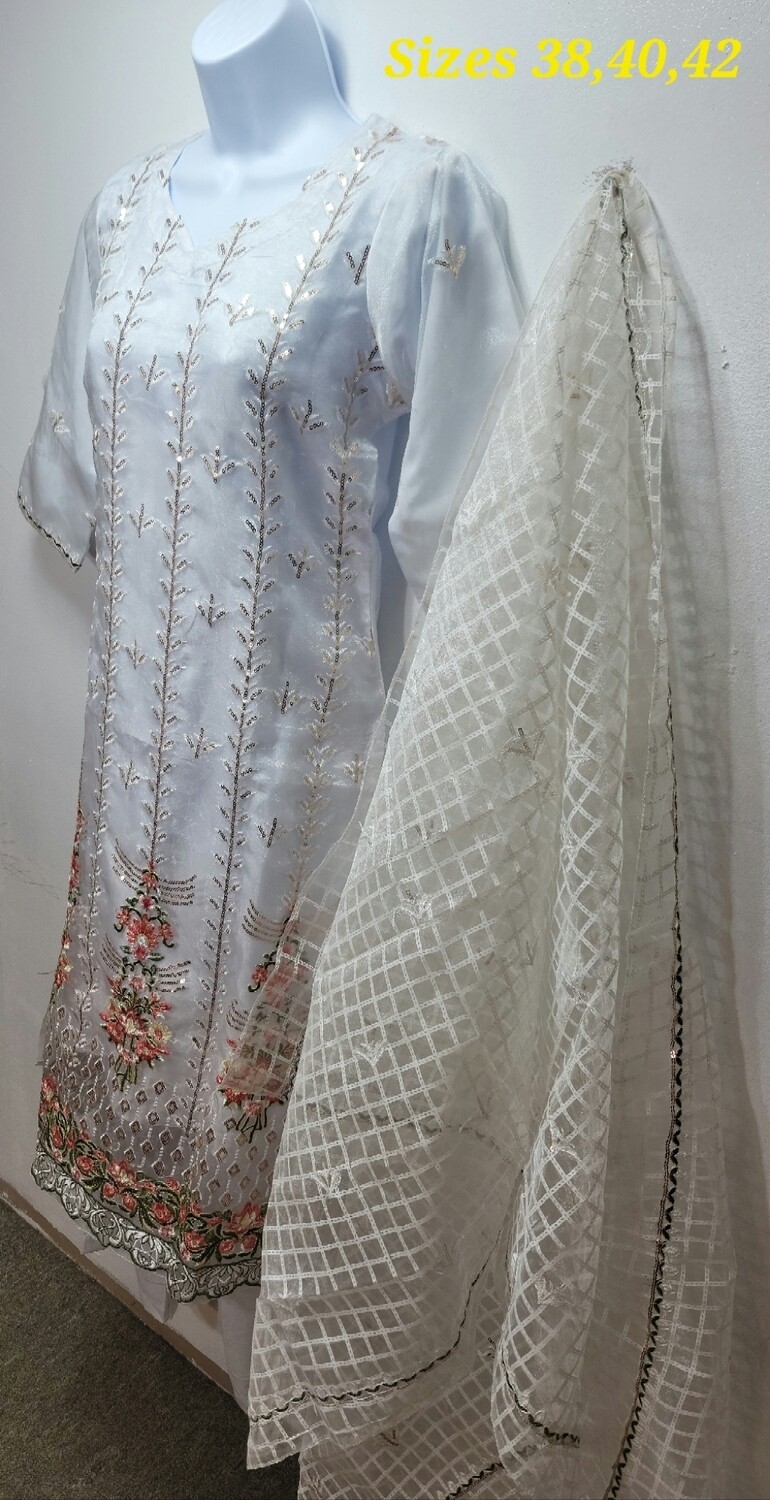 Embroidered Organza Semi Party Wear