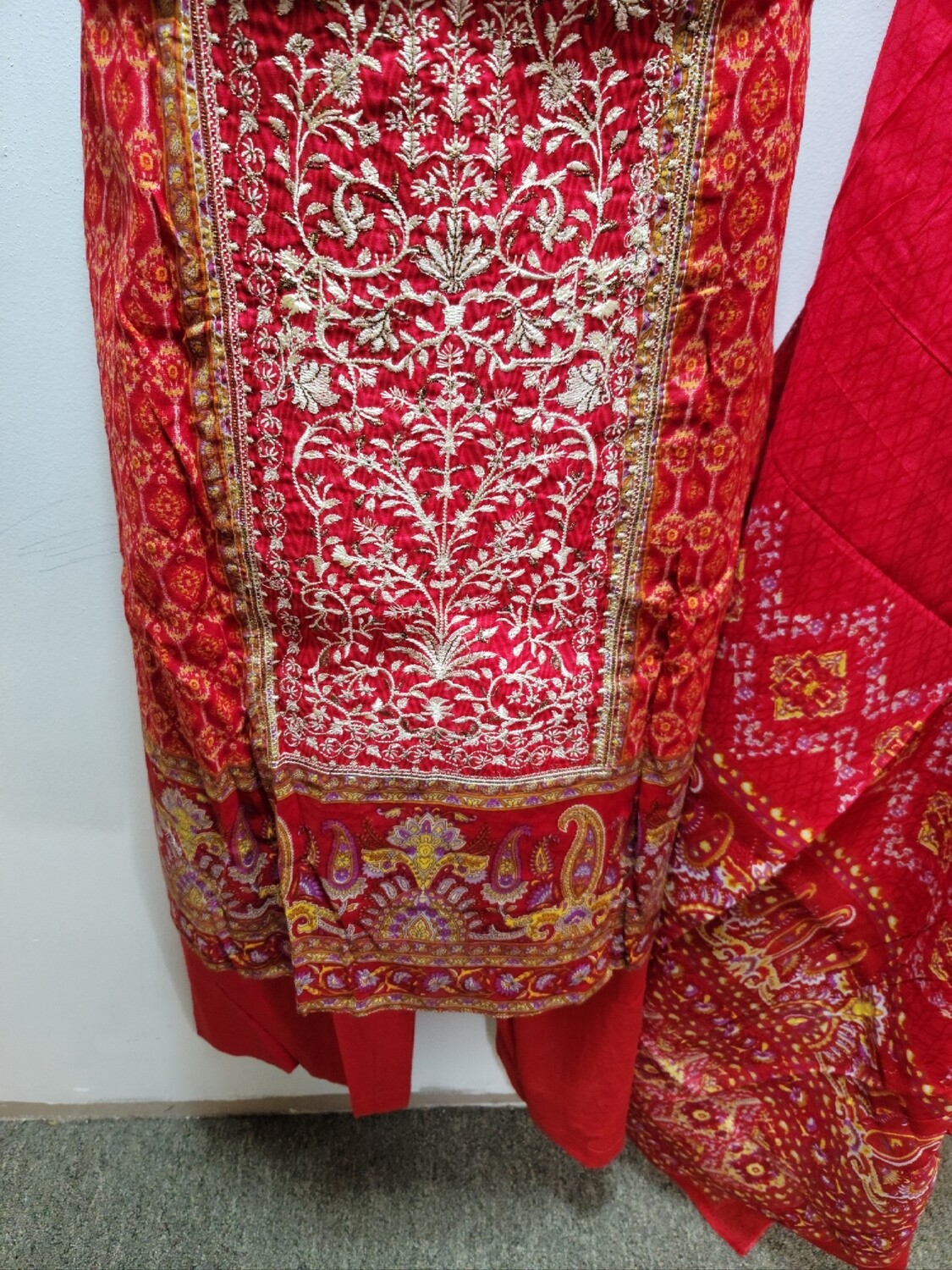 Red- Embroidered Pakistani Cotton Suit