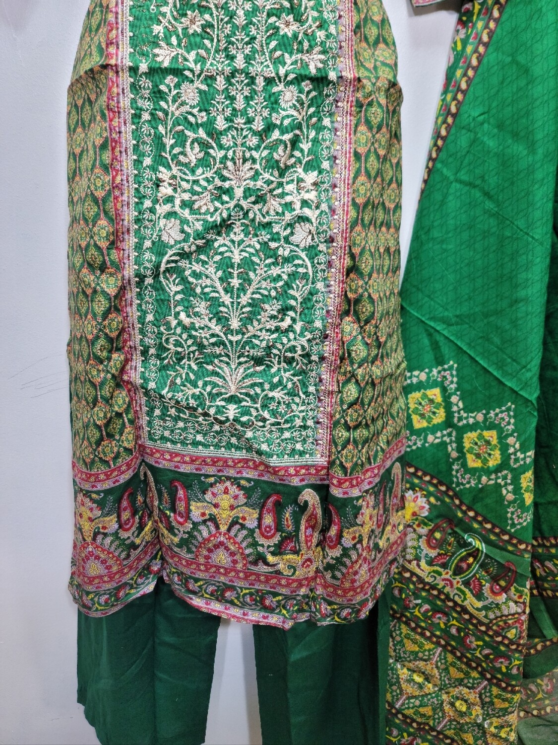Green- Embroidered Pakistani Cotton Suit