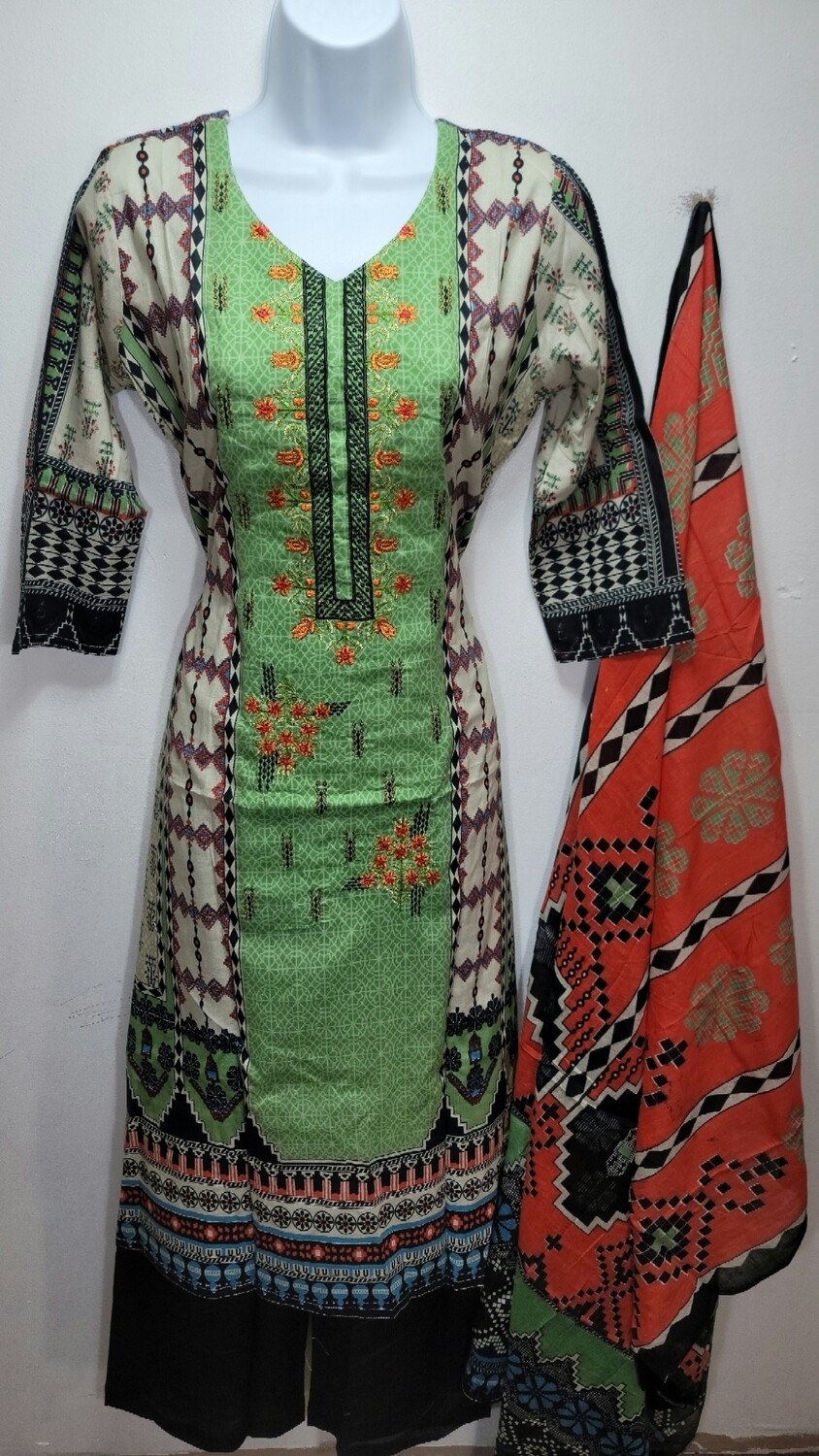 Light Green- Embroidered Pakistani Cotton Suit