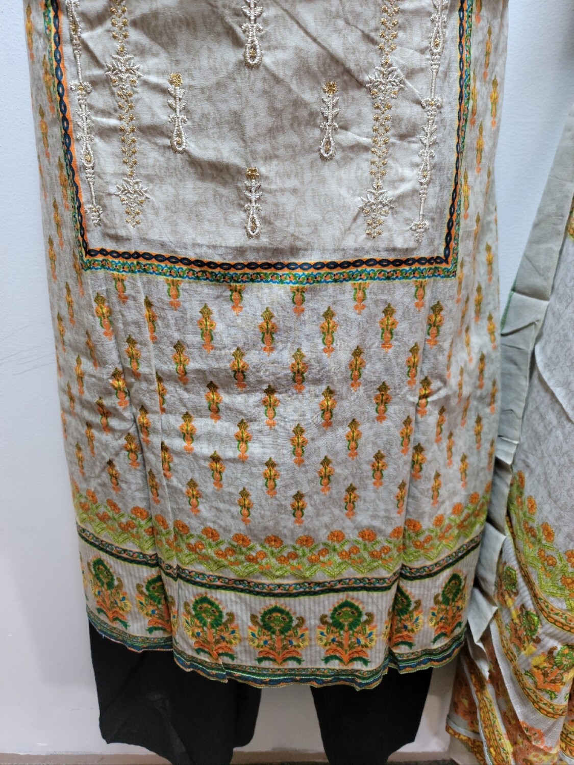 Beige- Embroidered Pakistani Cotton Suit