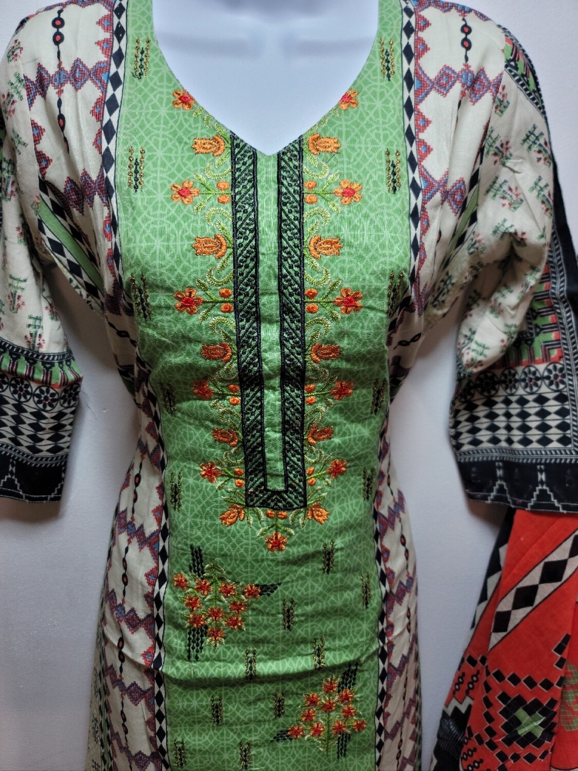 Light Green- Embroidered Pakistani Cotton Suit