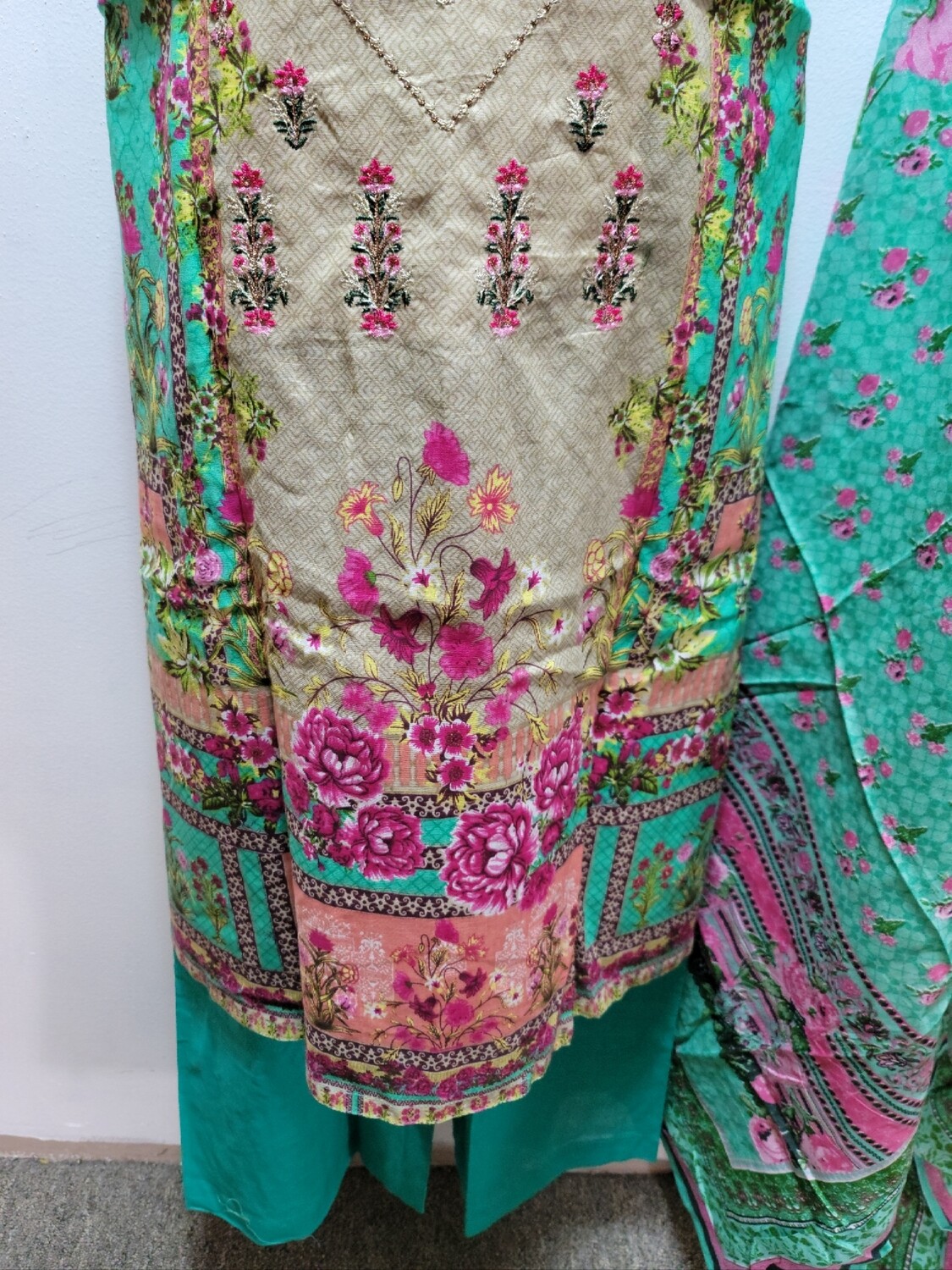 Pistachio- Embroidered Pakistani Cotton Suits