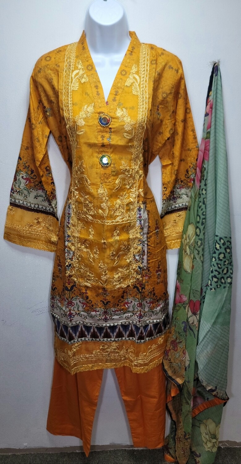 Yellow- Naushad Imdad-Luxury Lawn by Shahzeb Textile