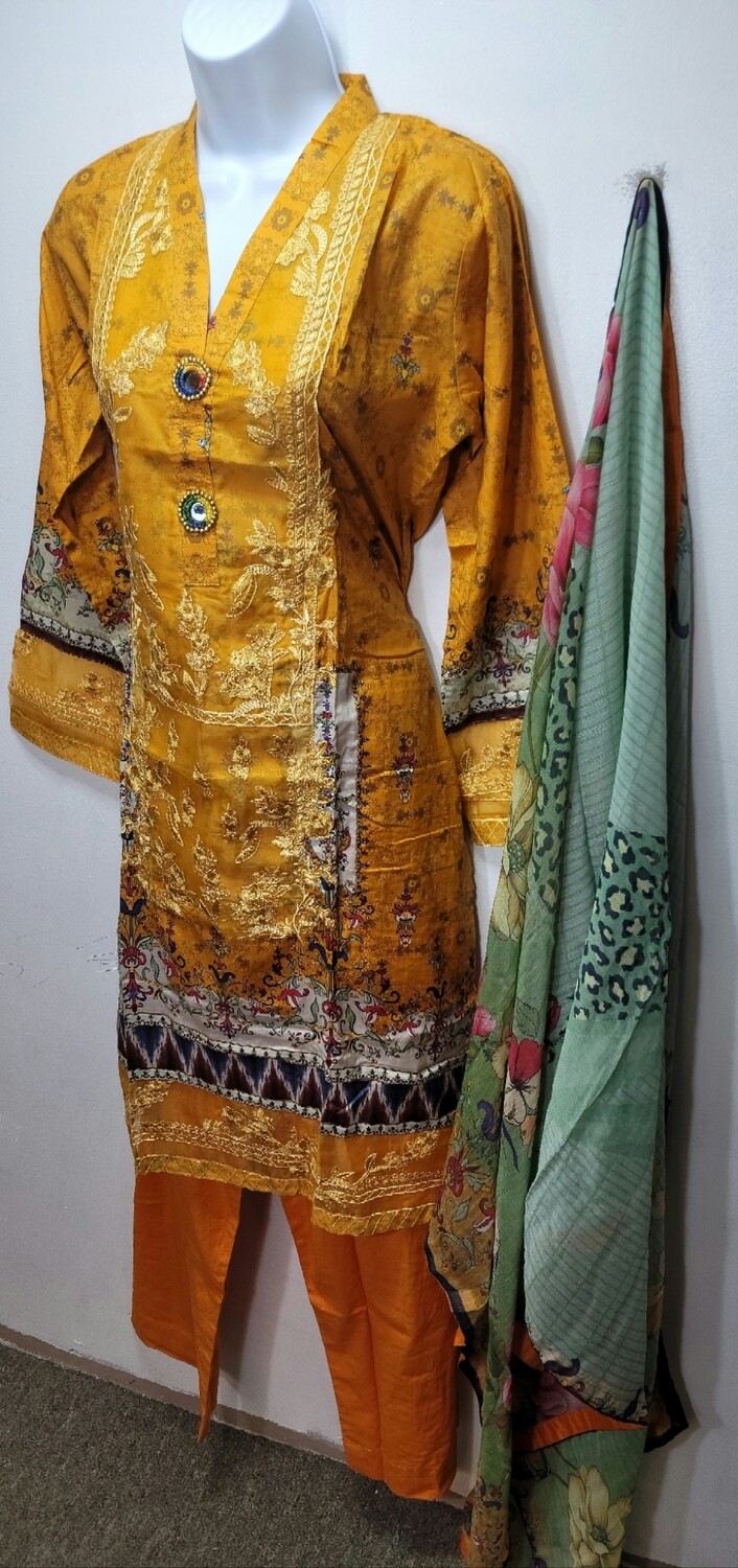 Yellow- Naushad Imdad-Luxury Lawn by Shahzeb Textile