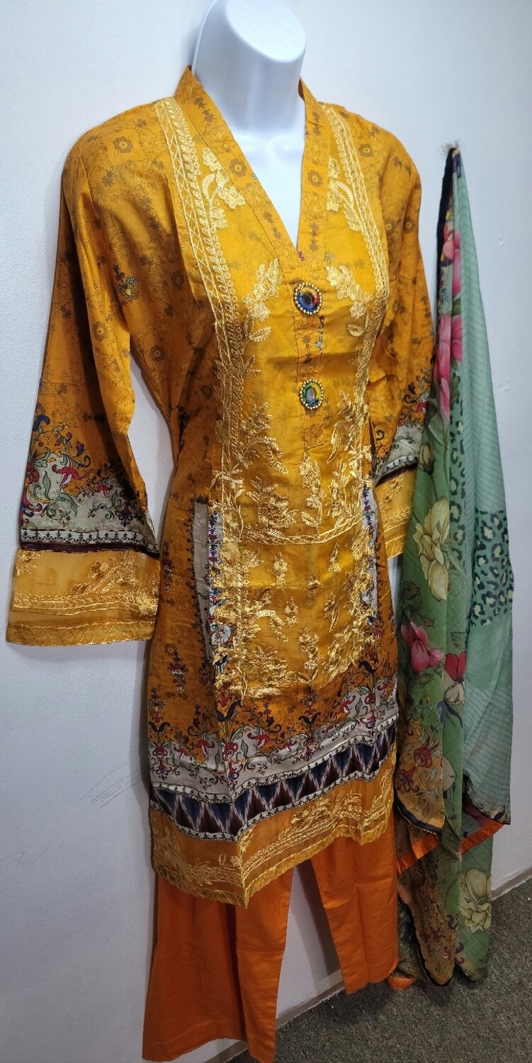 Yellow- Naushad Imdad-Luxury Lawn by Shahzeb Textile