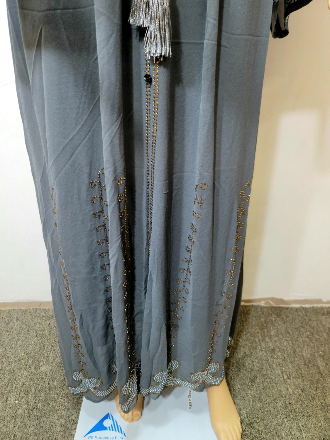 Gray Rhinestone Modest Dubai Abaya