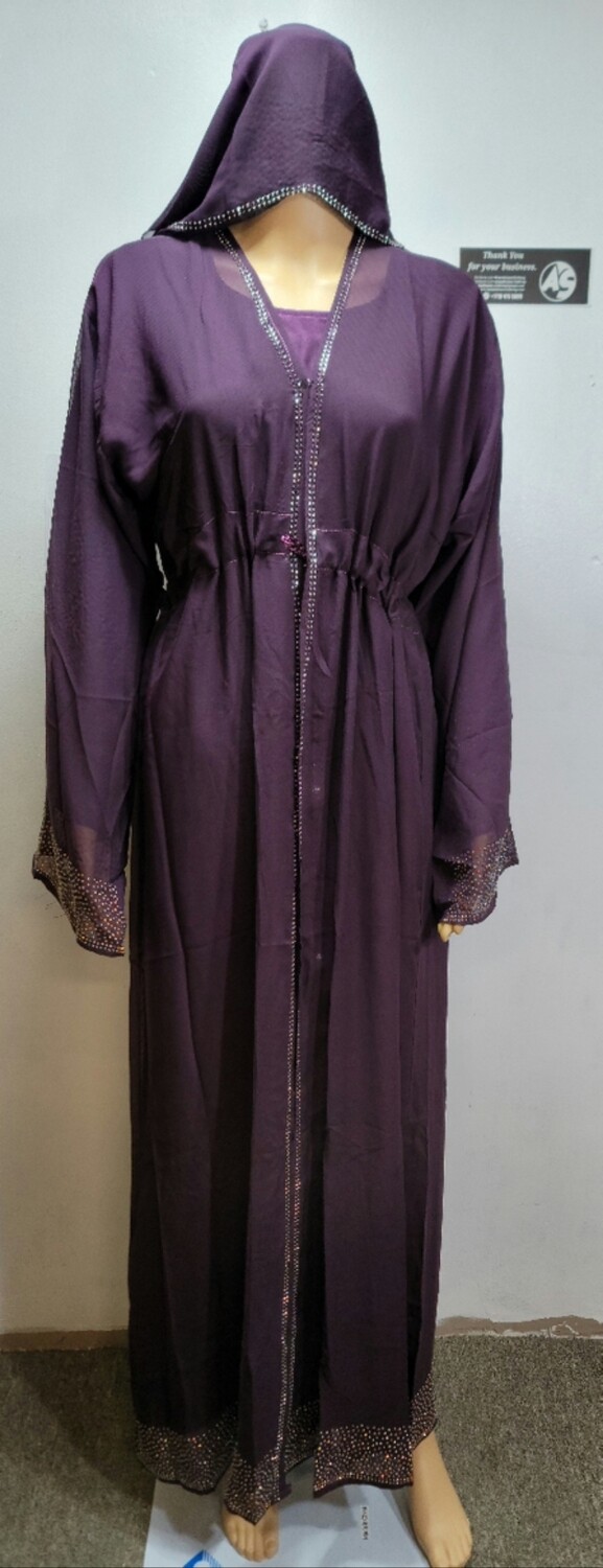 Purple Rhinestone Modest  Dubai Abaya