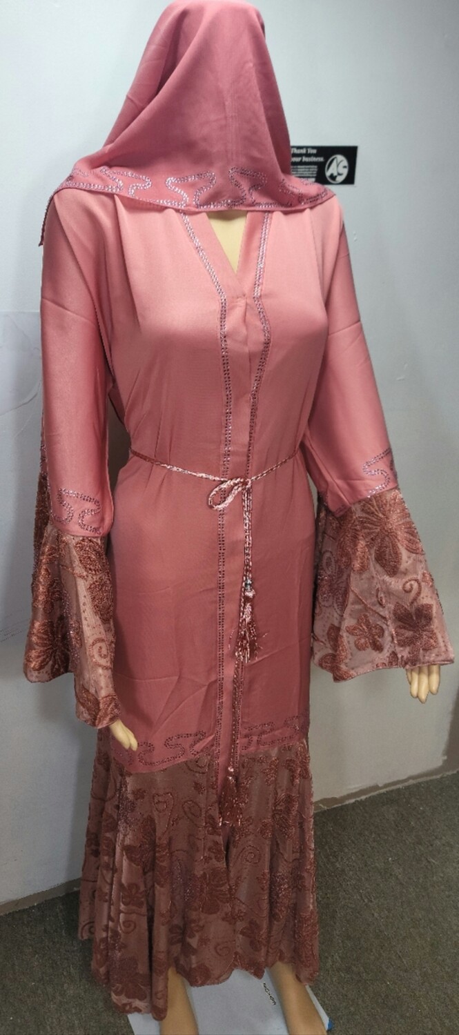 Pink Flared Dubai Abaya