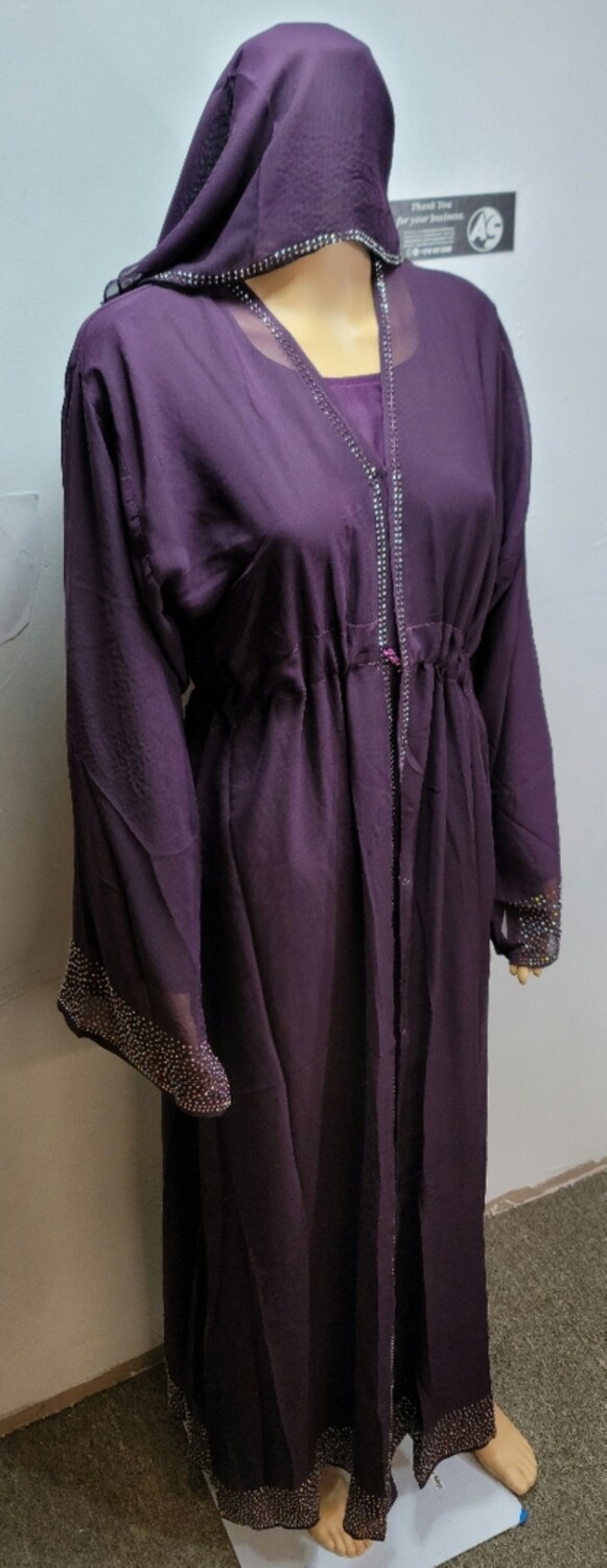 Purple Rhinestone Modest  Dubai Abaya