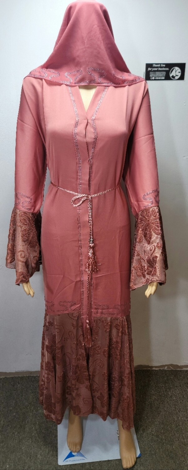 Pink Flared Dubai Abaya