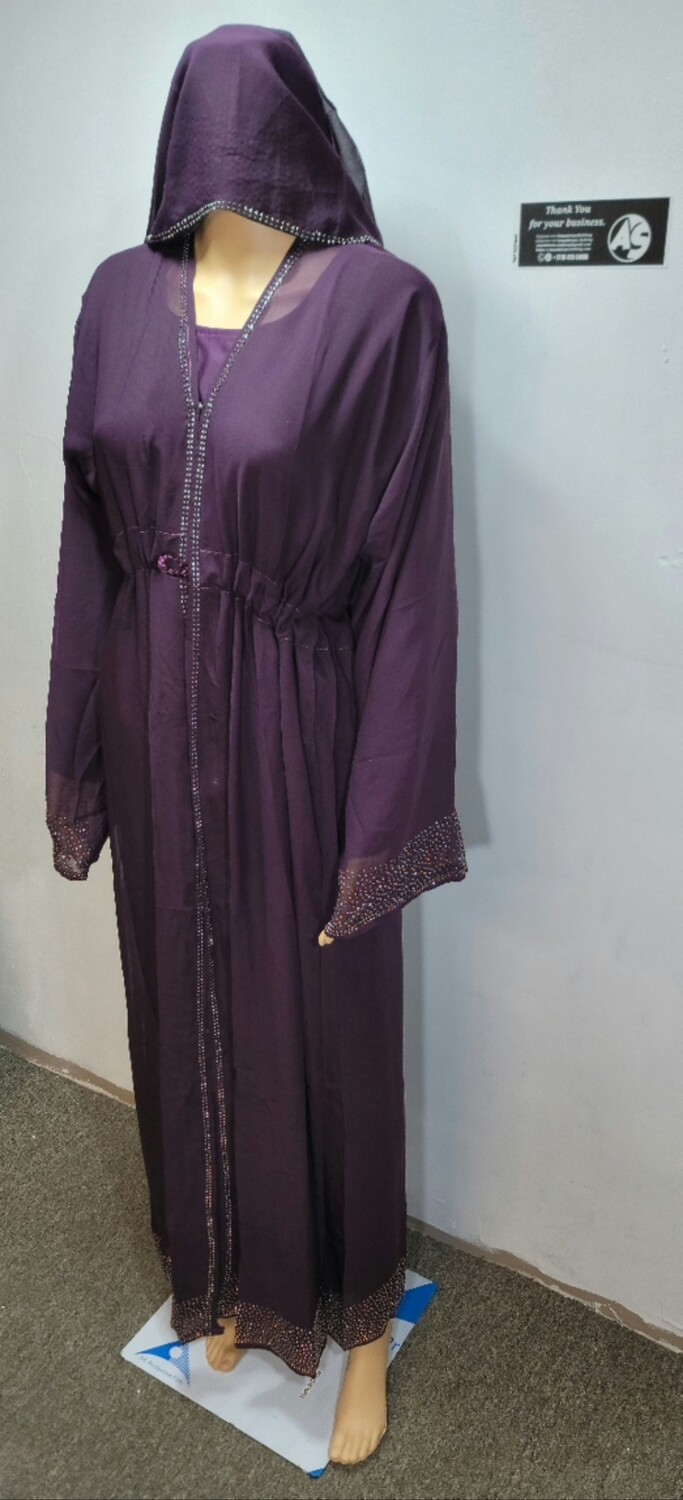 Purple Rhinestone Modest  Dubai Abaya