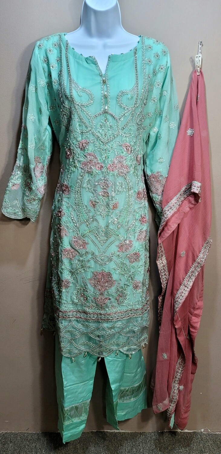 Pistachio- Dhani Luxury Chiffon Original Pakistani Suit