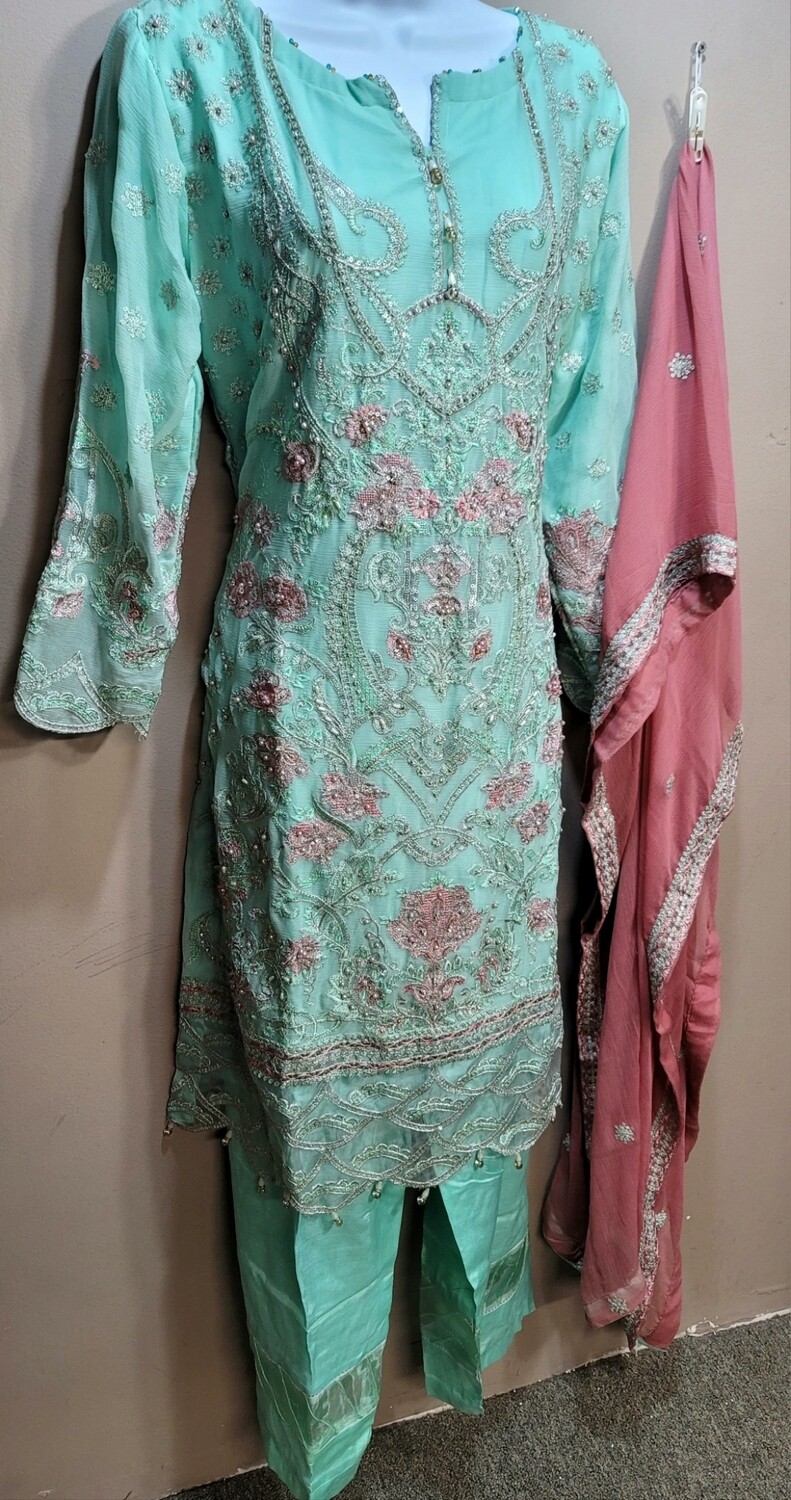Pistachio- Dhani Luxury Chiffon Original Pakistani Suit