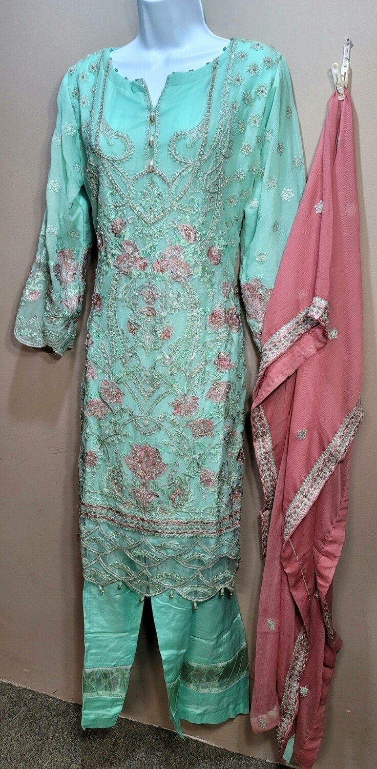 Pistachio- Dhani Luxury Chiffon Original Pakistani Suit