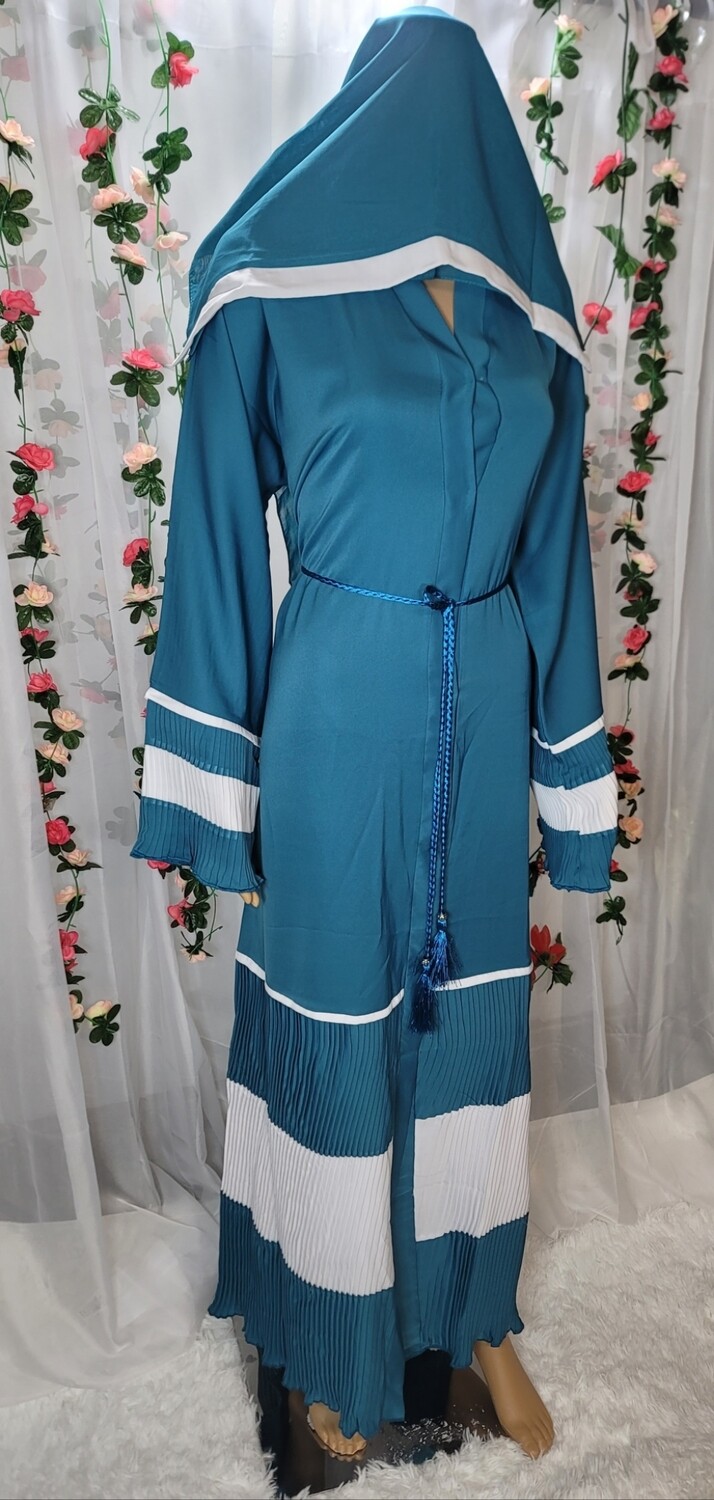 Blue Pleated Modest Dubai Abaya