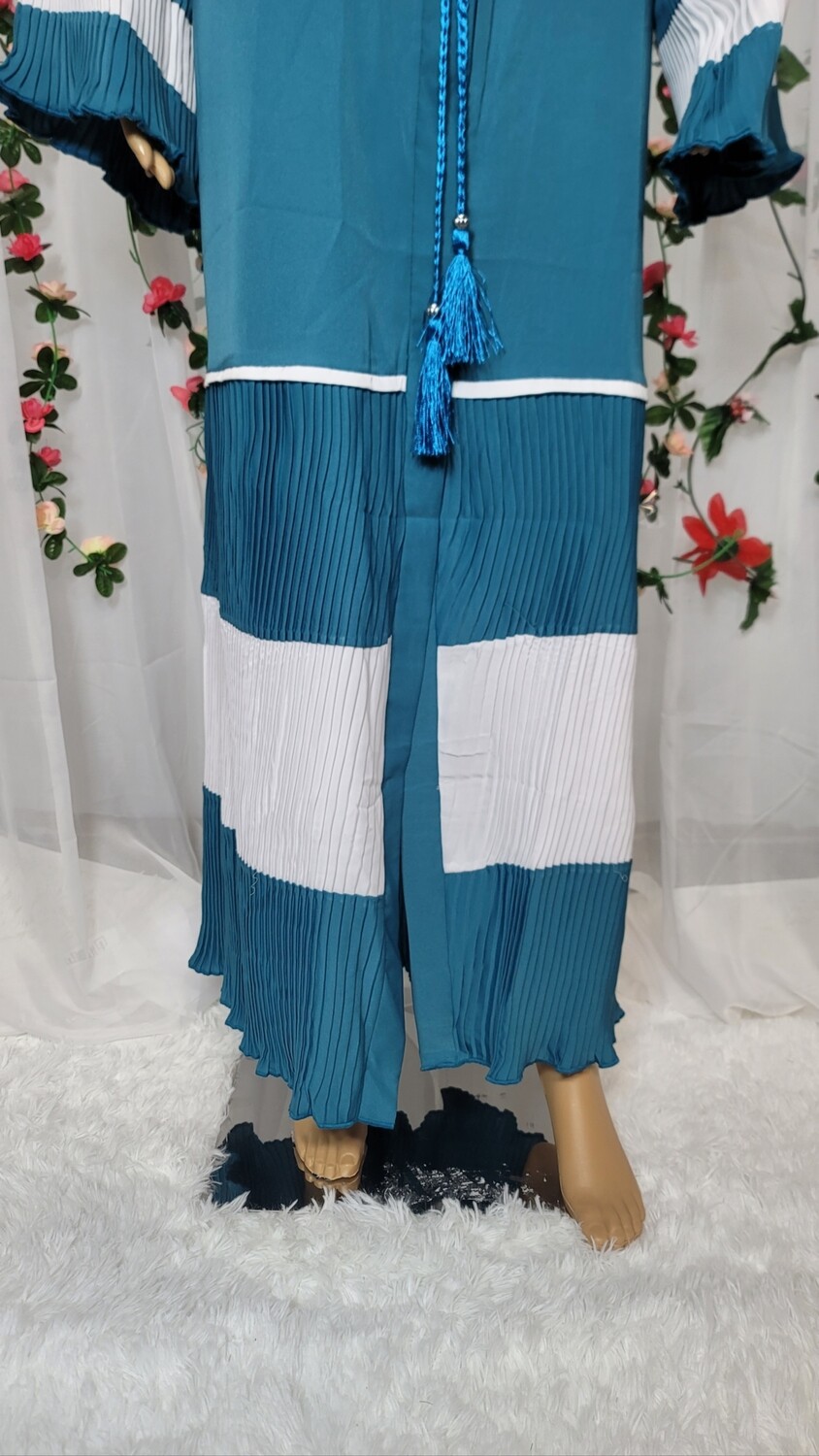 Blue Pleated Modest Dubai Abaya