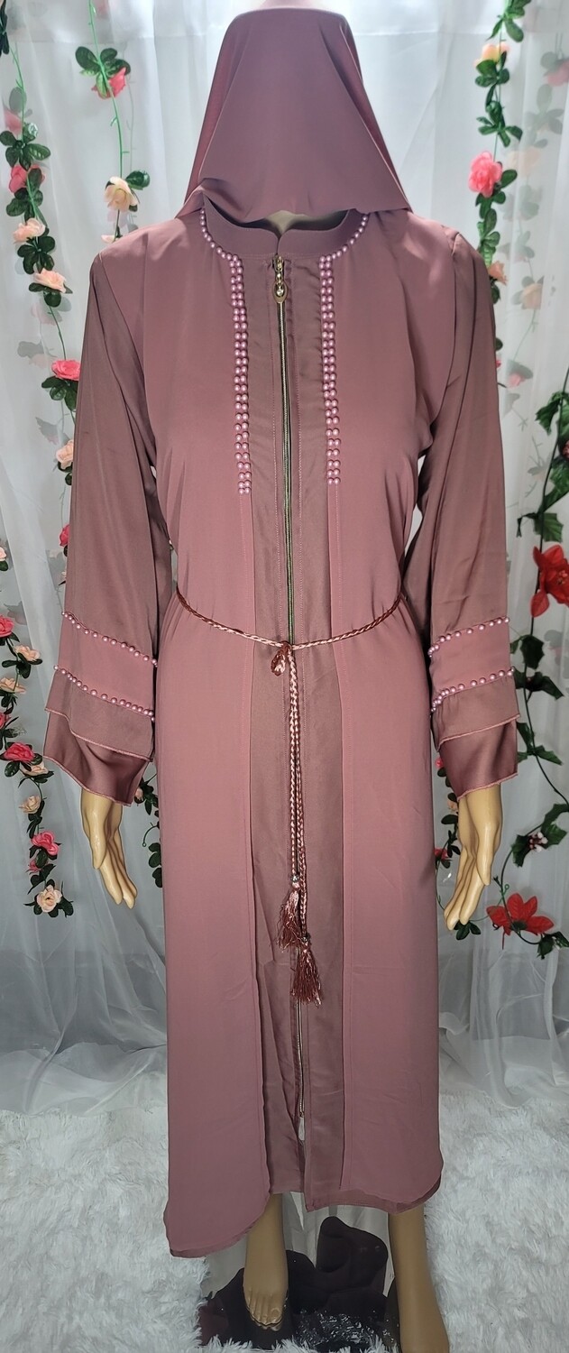 Modest Fashion Dubai Abaya, Color: Dusty Rose, Size: 58 (Chest 48-50)