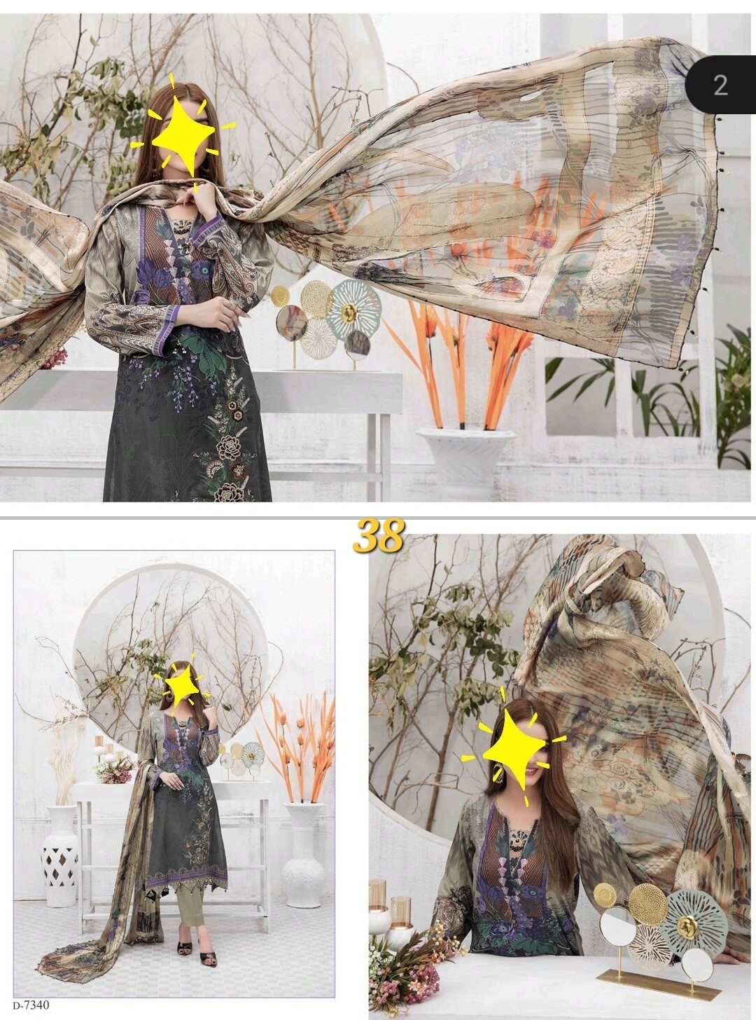 Pakistani Embroidered Lawn with Fancy Broshia Dupatta