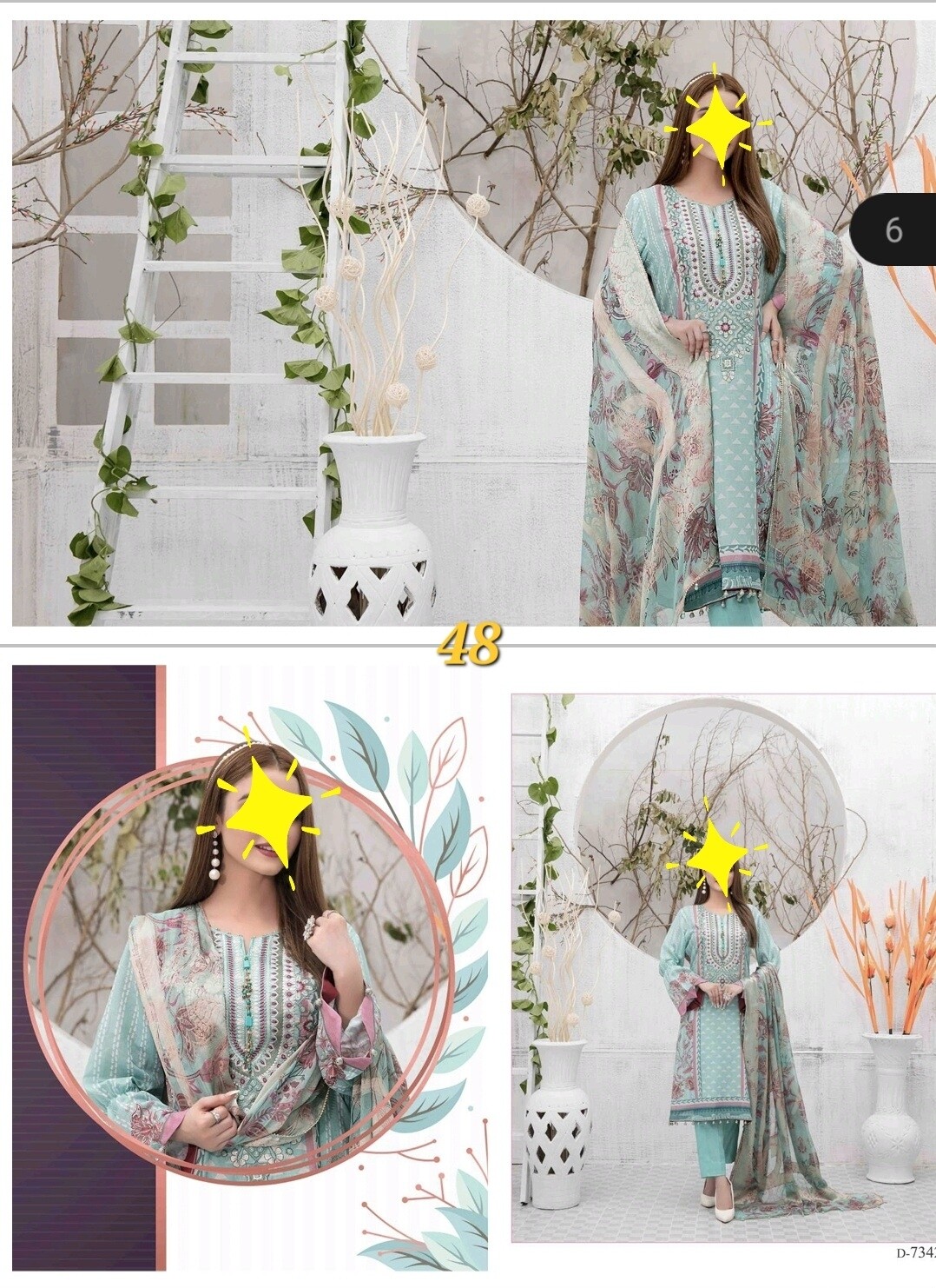 Pakistani Embroidery Lawn with Fancy Broshia Dupatta