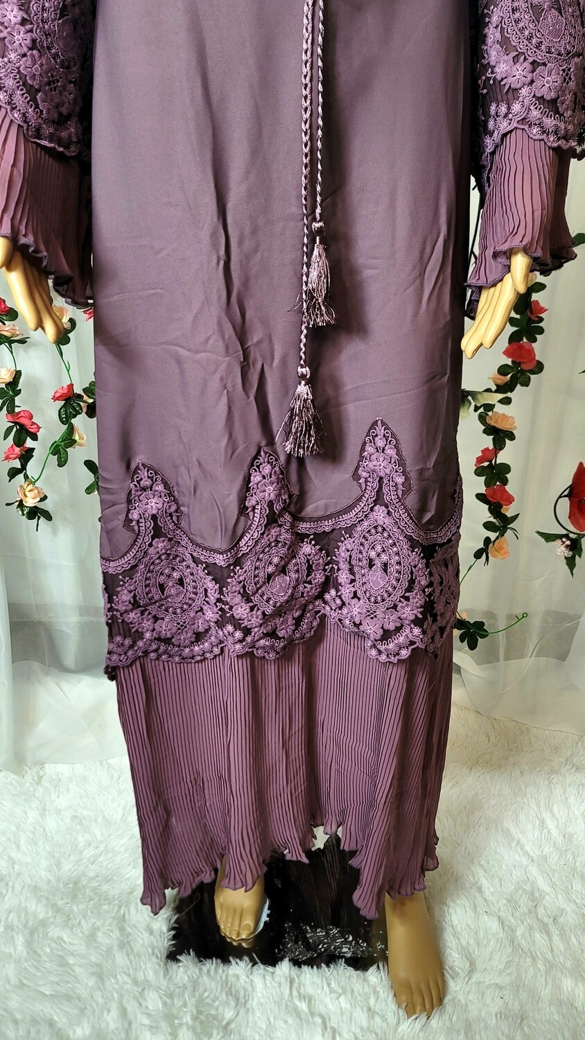 Dark Lavender Lace Modest Dubai Abaya