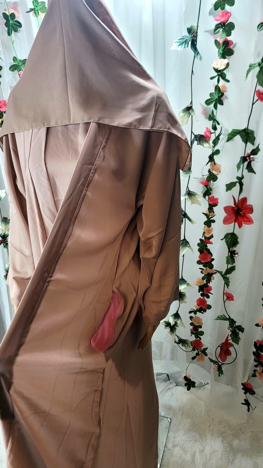 Beige Modest Dubai Abaya with pockets