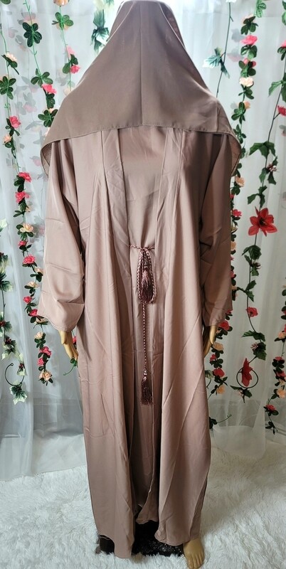 Beige Modest Dubai Abaya with pockets