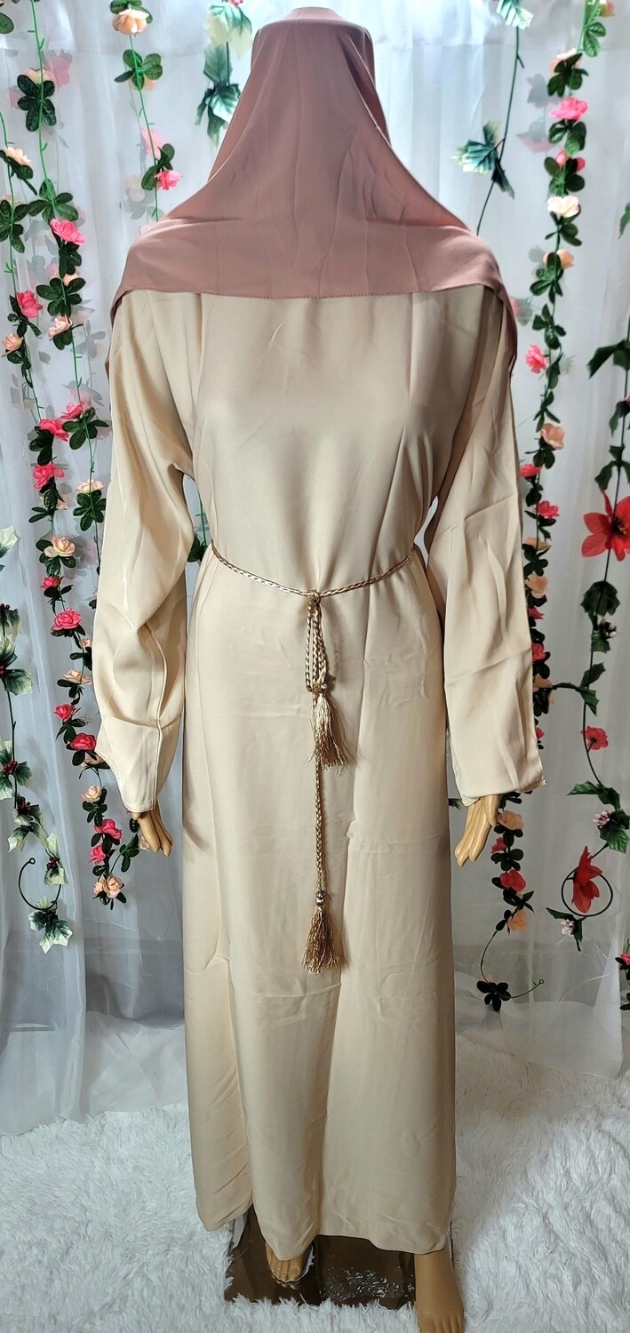Beige Modest Dubai Abaya with pockets