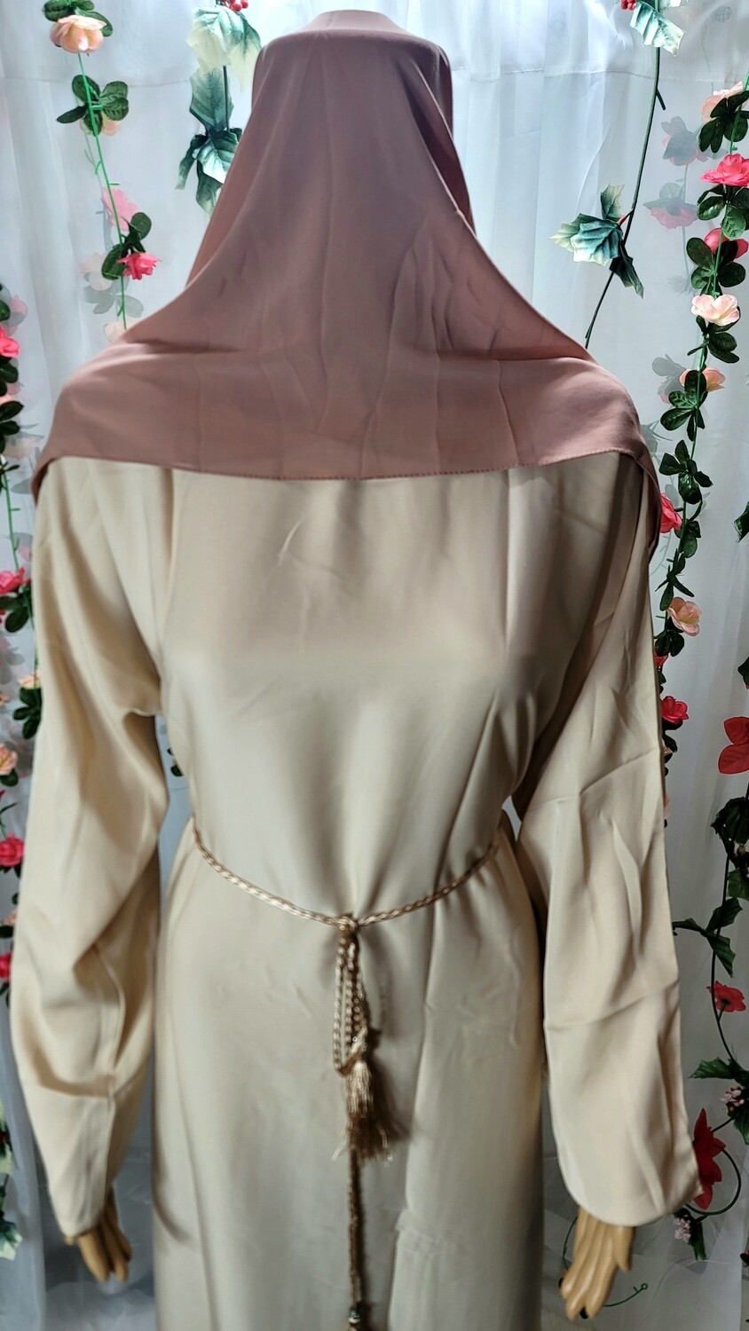 Beige Modest Dubai Abaya with pockets