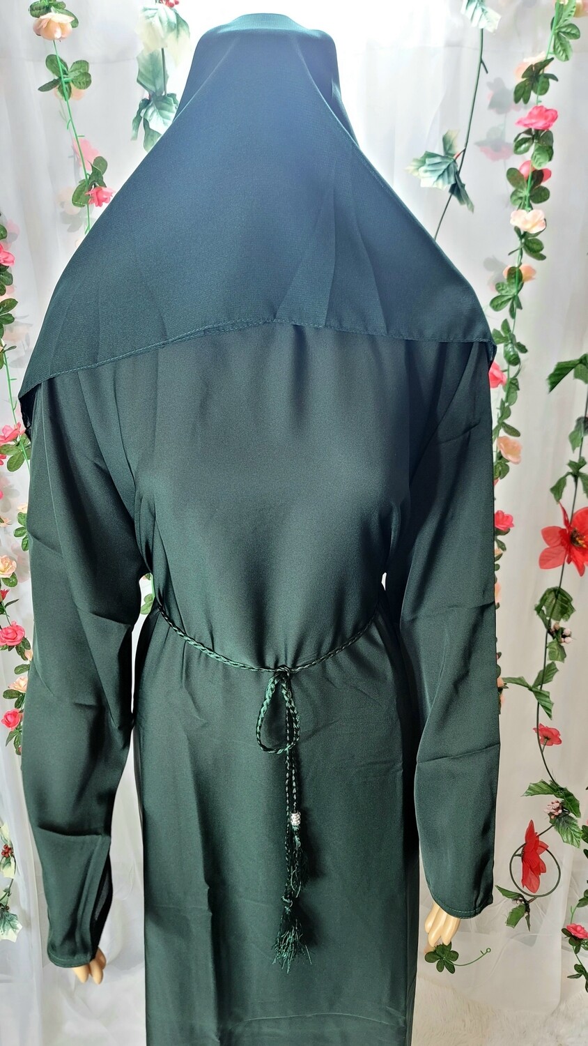 Green Modest Dubai Abaya with pockets