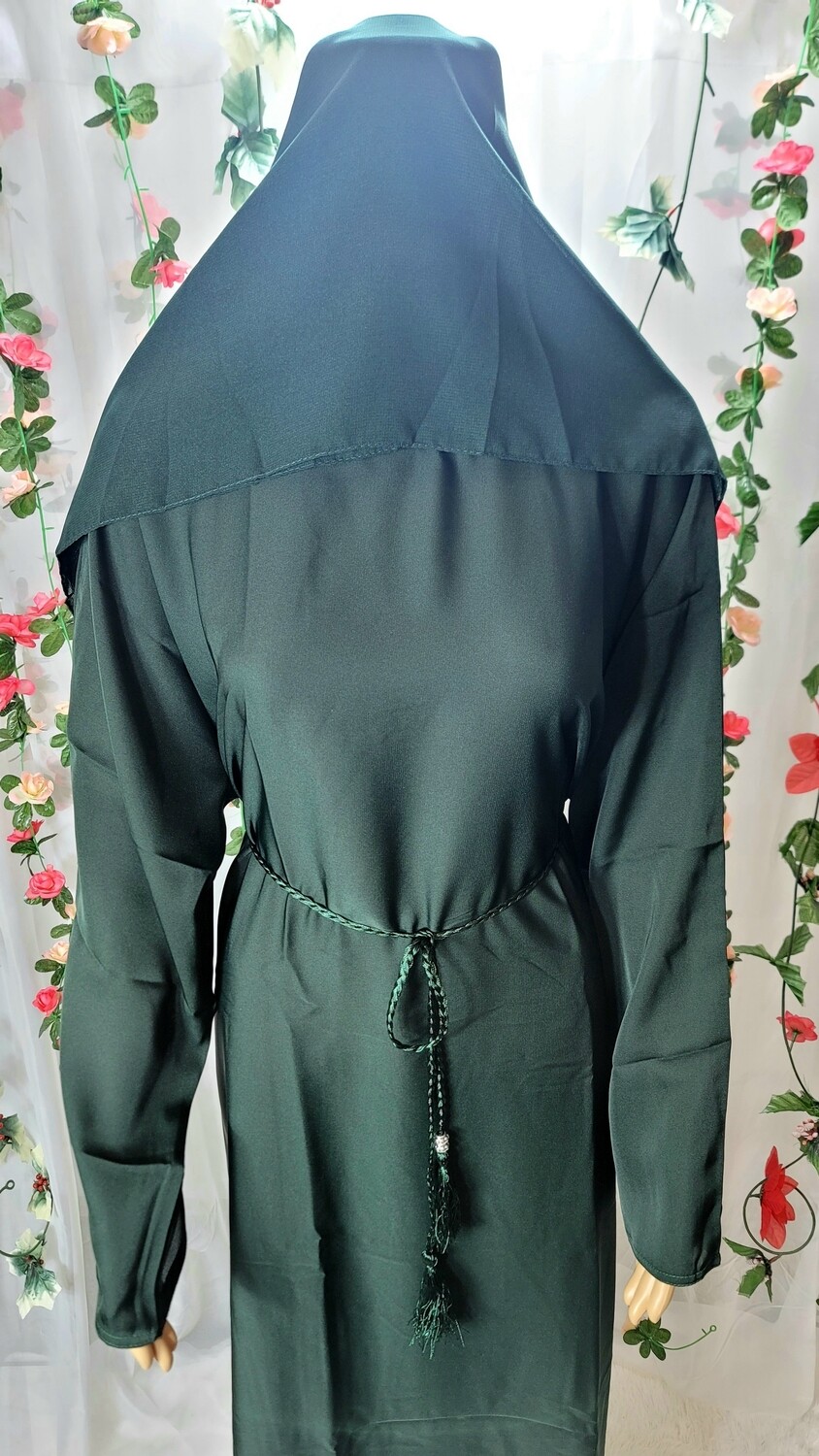 Green Modest Dubai Abaya with pockets
