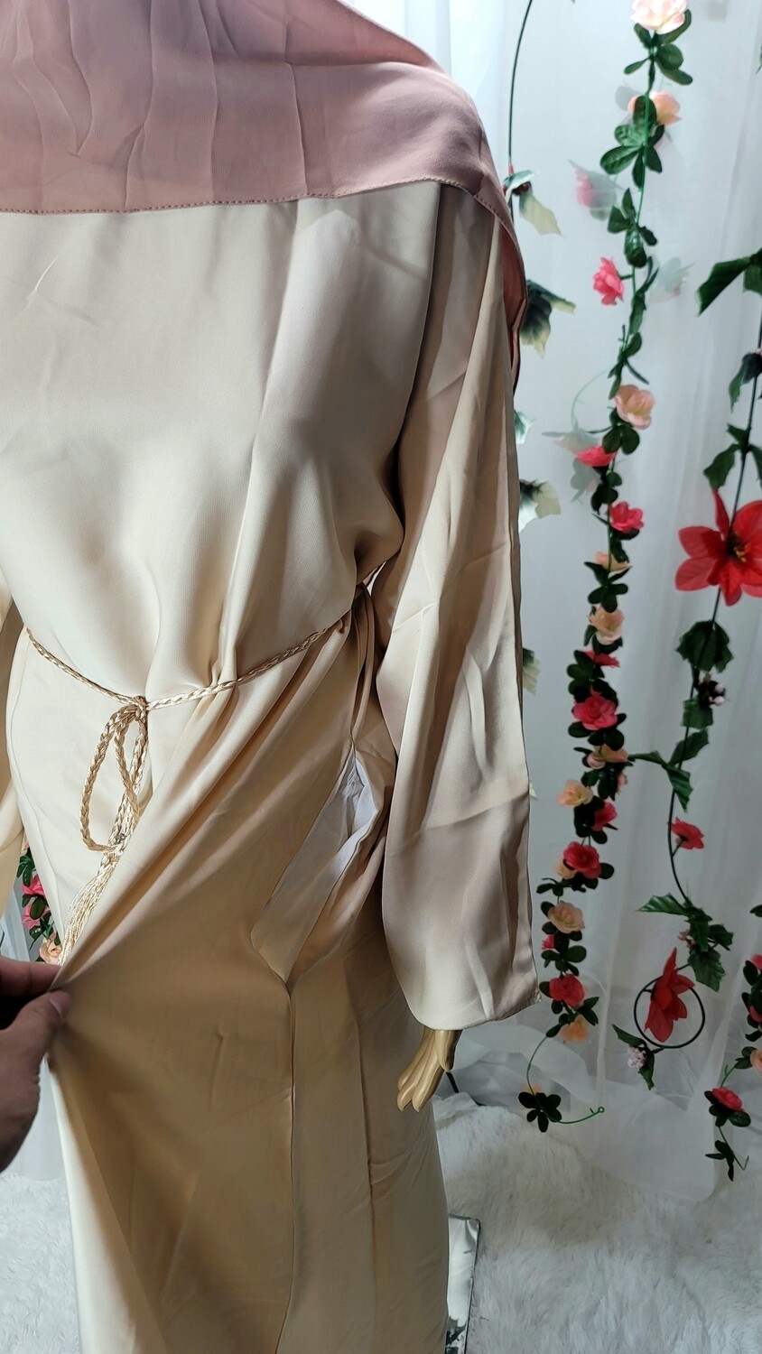 Beige Modest Dubai Abaya with pockets