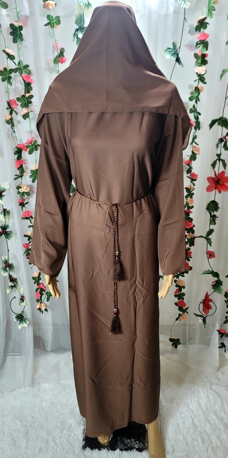 Brown Modest Dubai Abaya with pockets