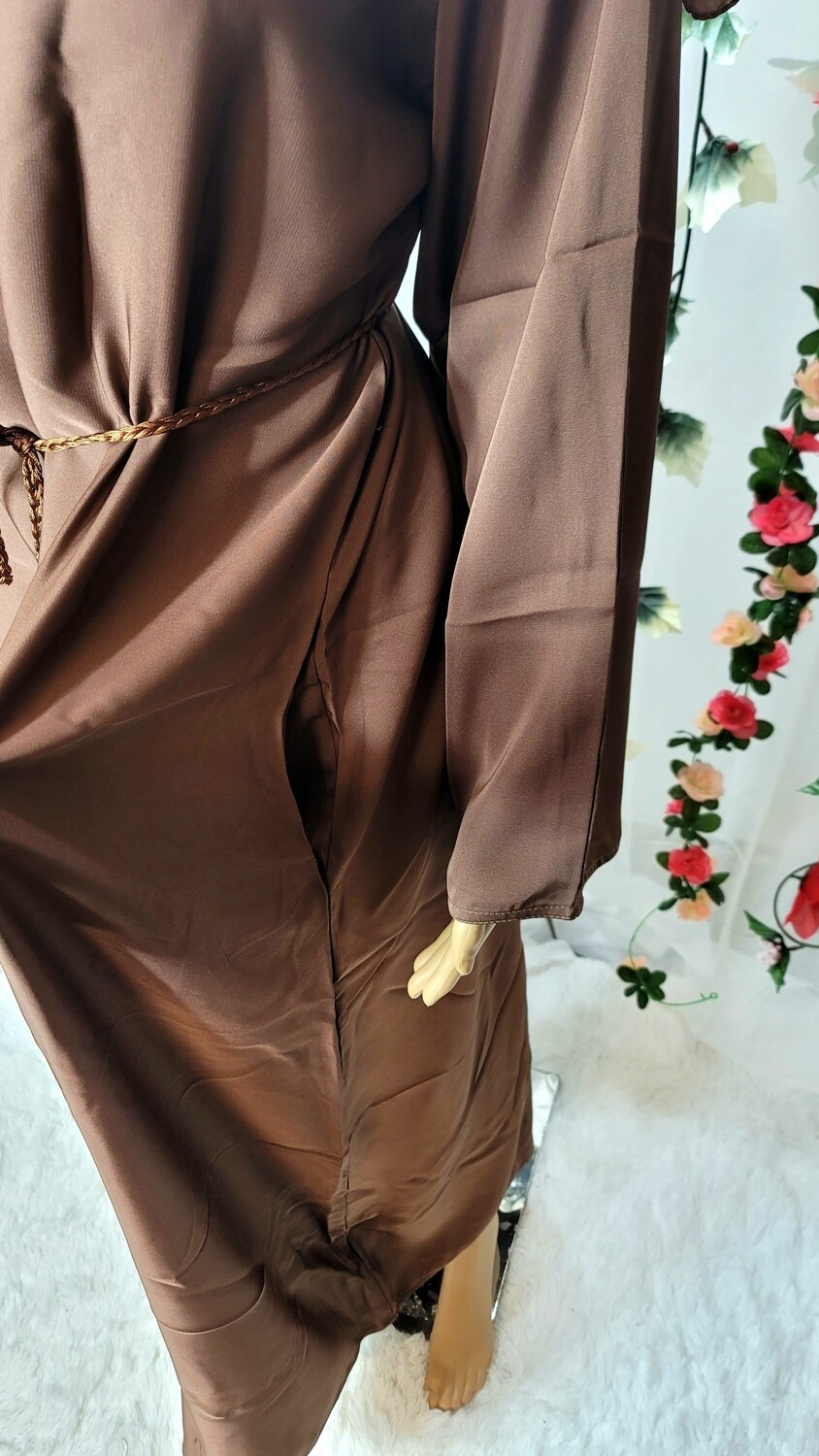 Brown Modest Dubai Abaya with pockets