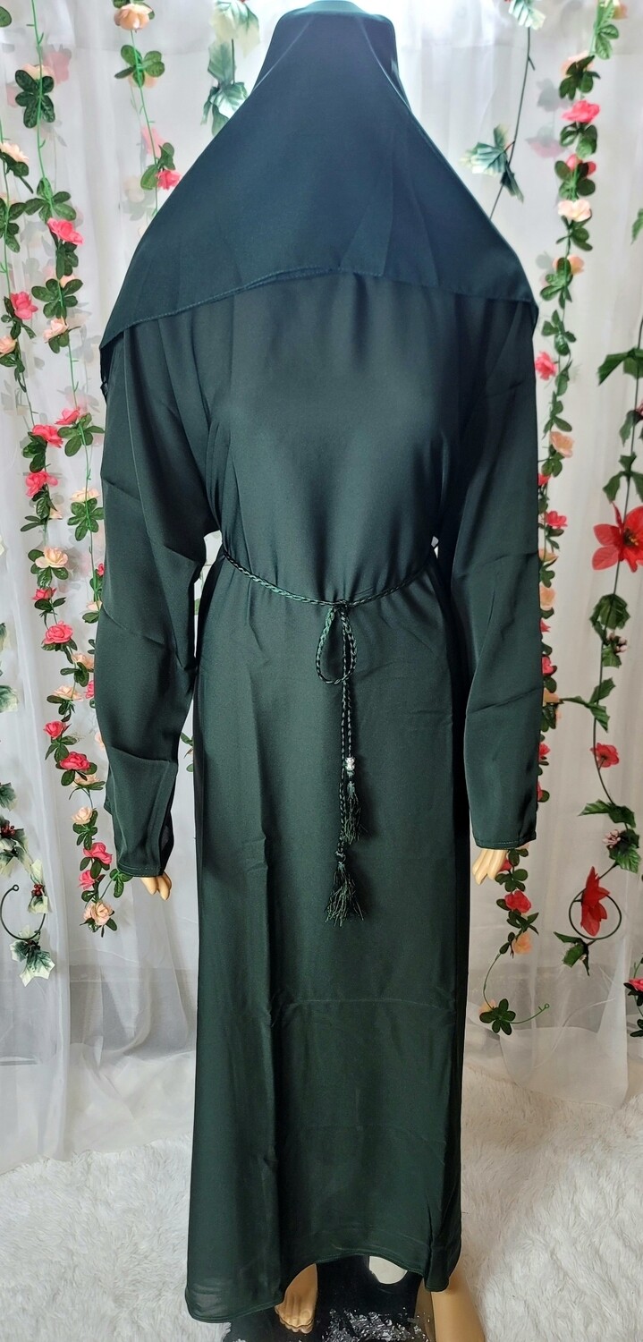 Green Modest Dubai Abaya with pockets