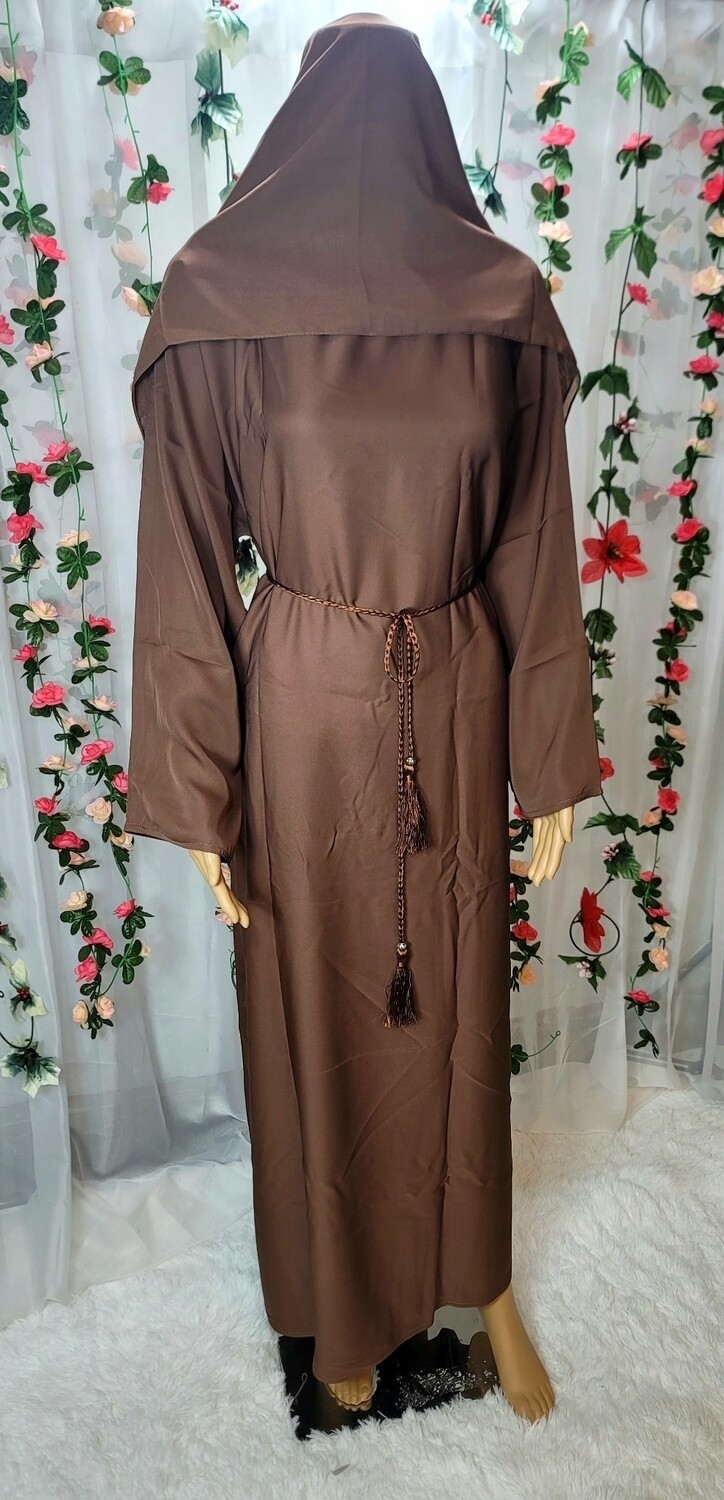 Brown Modest Dubai Abaya with pockets