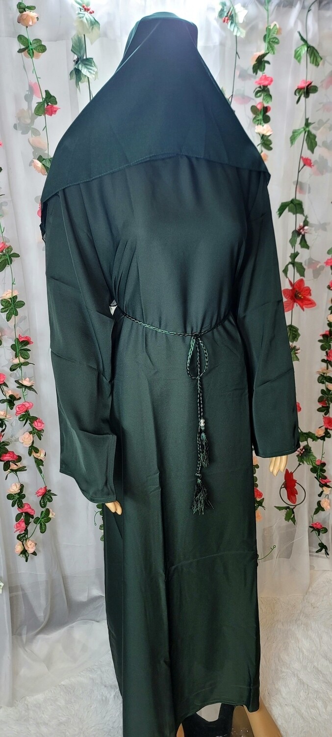 Green Modest Dubai Abaya with pockets