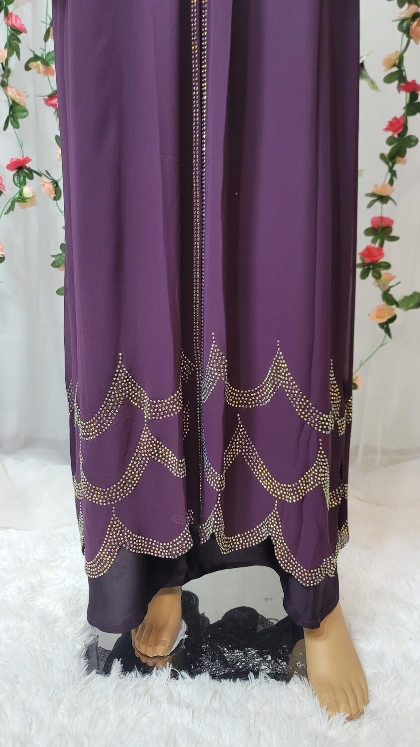 Purple Waves Rhinestone Modest Dubai Abaya