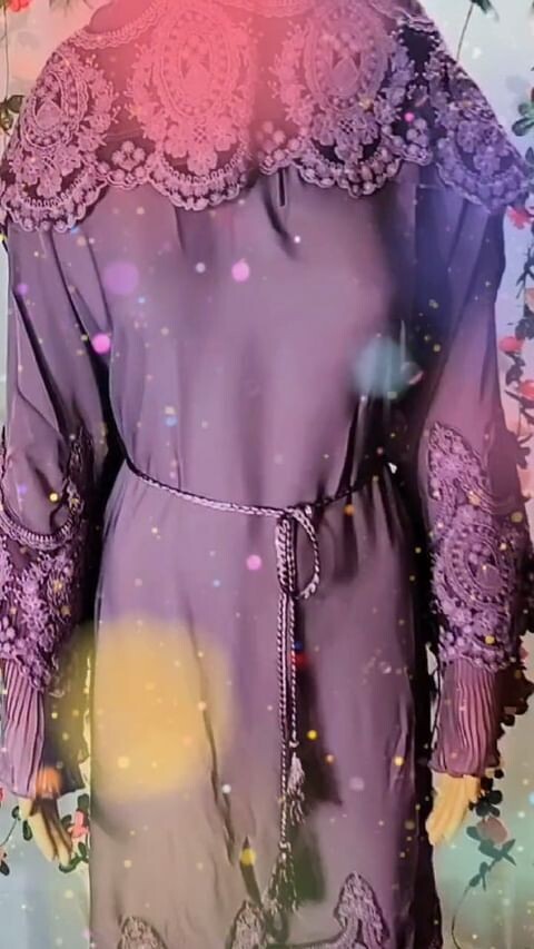 Dark Lavender Lace Modest Dubai Abaya