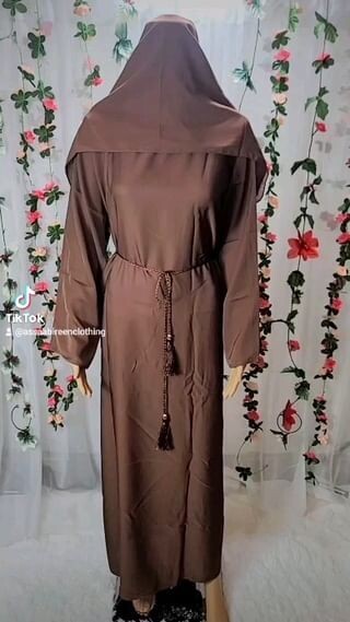 Brown Modest Dubai Abaya with pockets