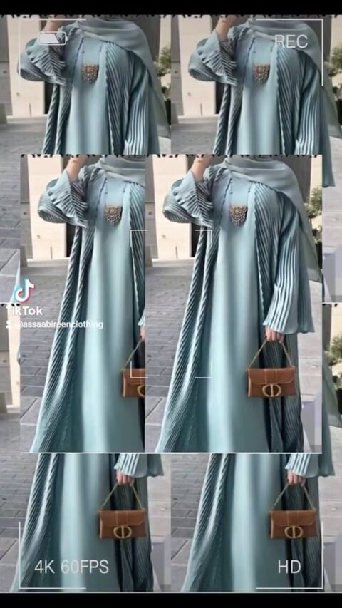 Sage Pleated Modest Dubai Abaya