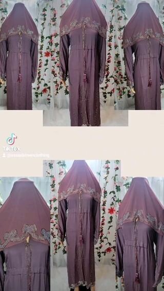 Dark Lavender Rhinestone Fashion Dubai Abaya